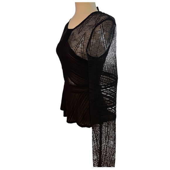 NWOT**BCBG MaxAzria Blk peplum top S - Picture 3 of 6
